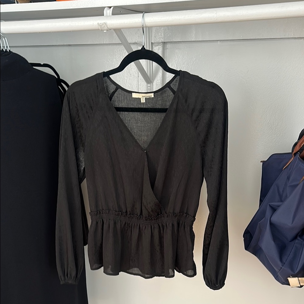 June & Hudson Black Wrap Blouse
